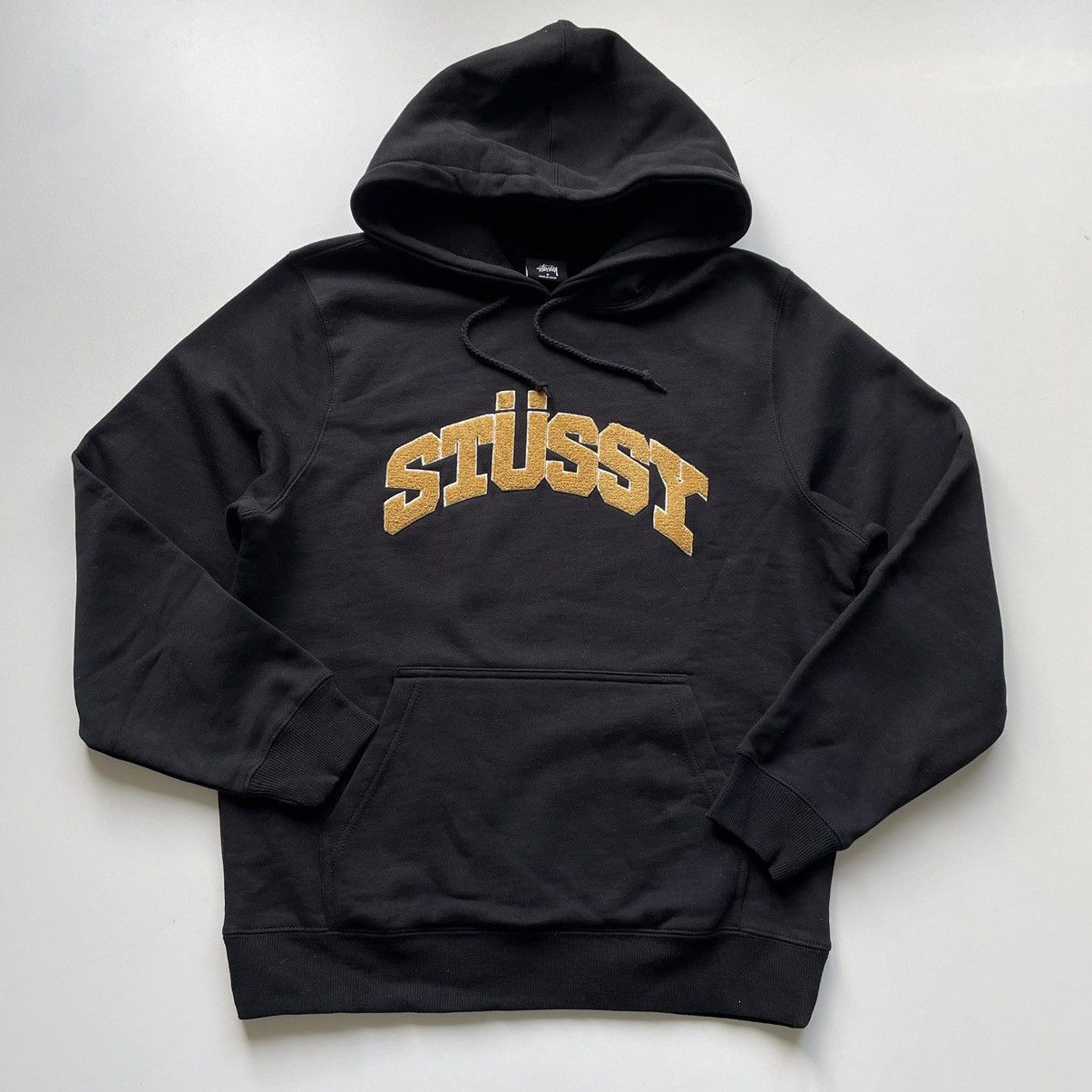 Rare Stussy Stussy Chenille Arch App Hoodie Black Small Rare NWOT TOP DRWR