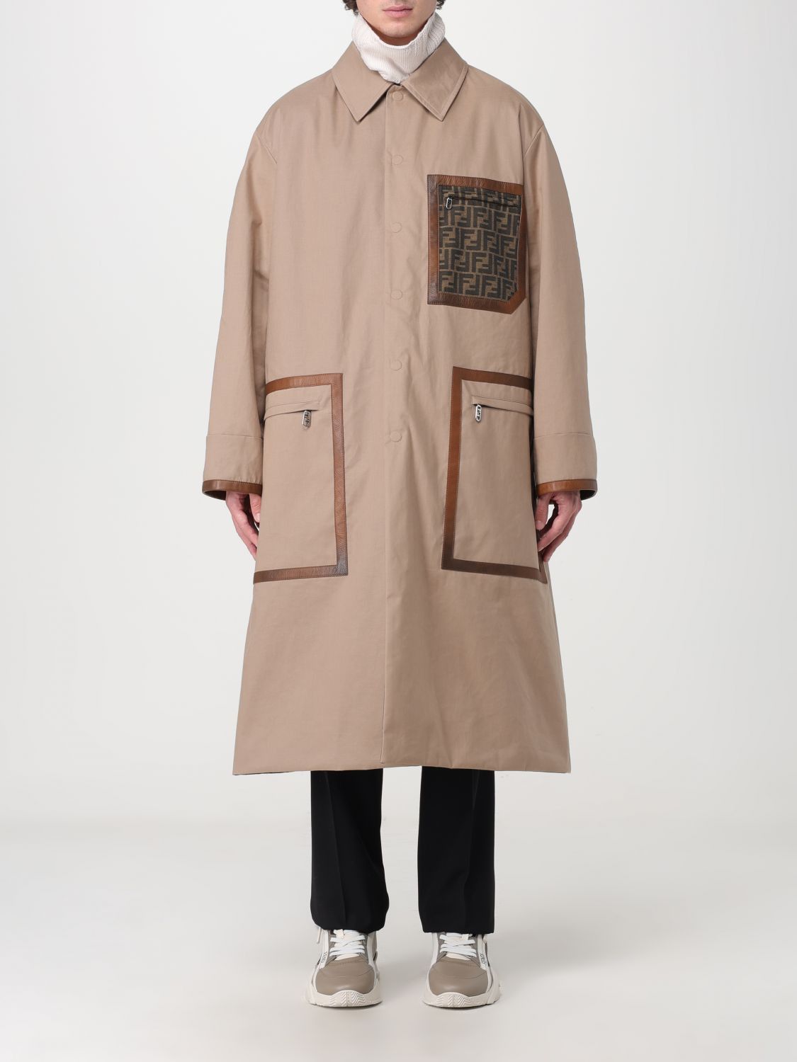 Fendi Trench Coat Men Tobacco TOP DRWR