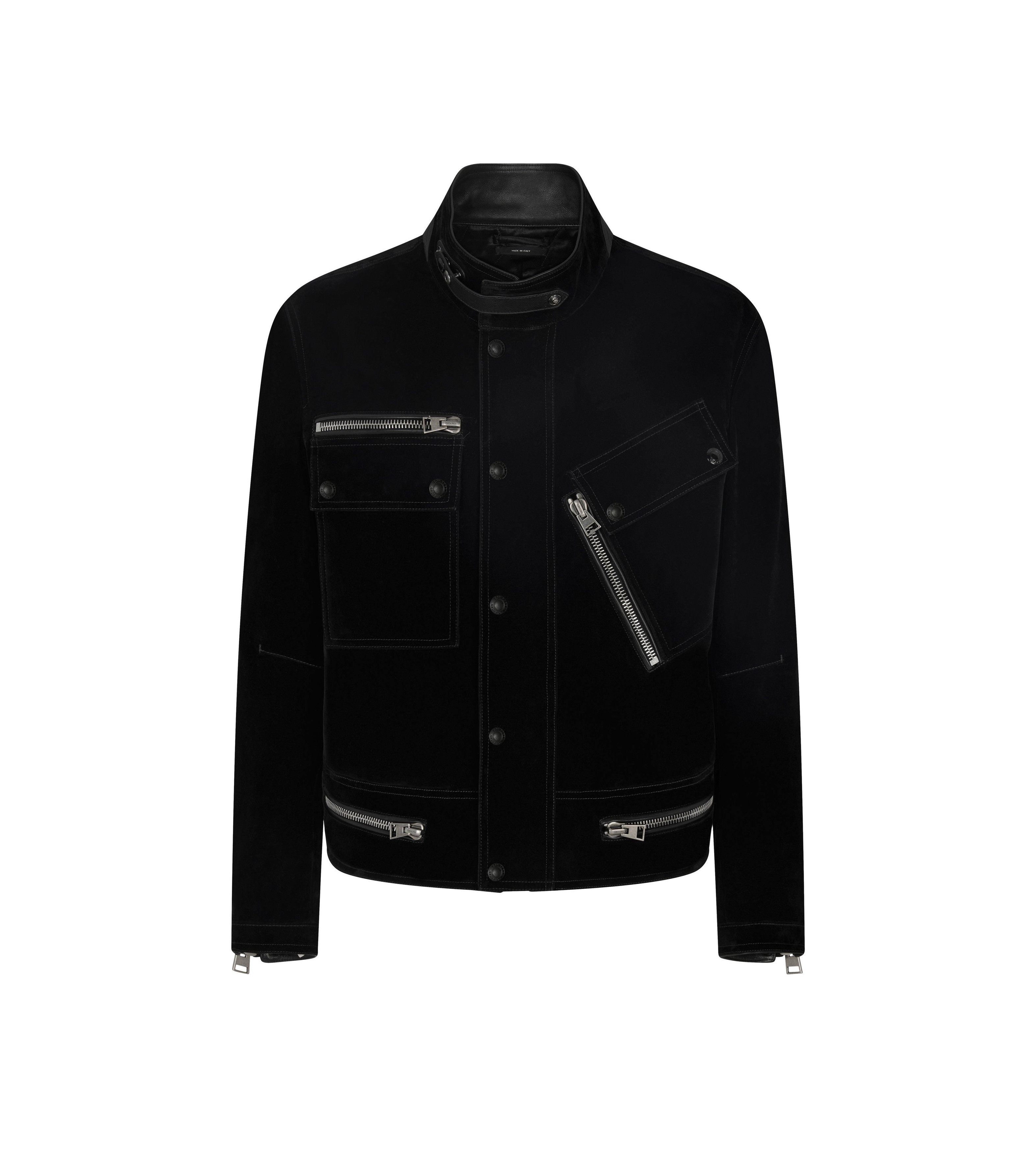 Tom Ford o1w1db10624 Compact Light Velvet Motorcycle Jacket in Black TOP DRWR