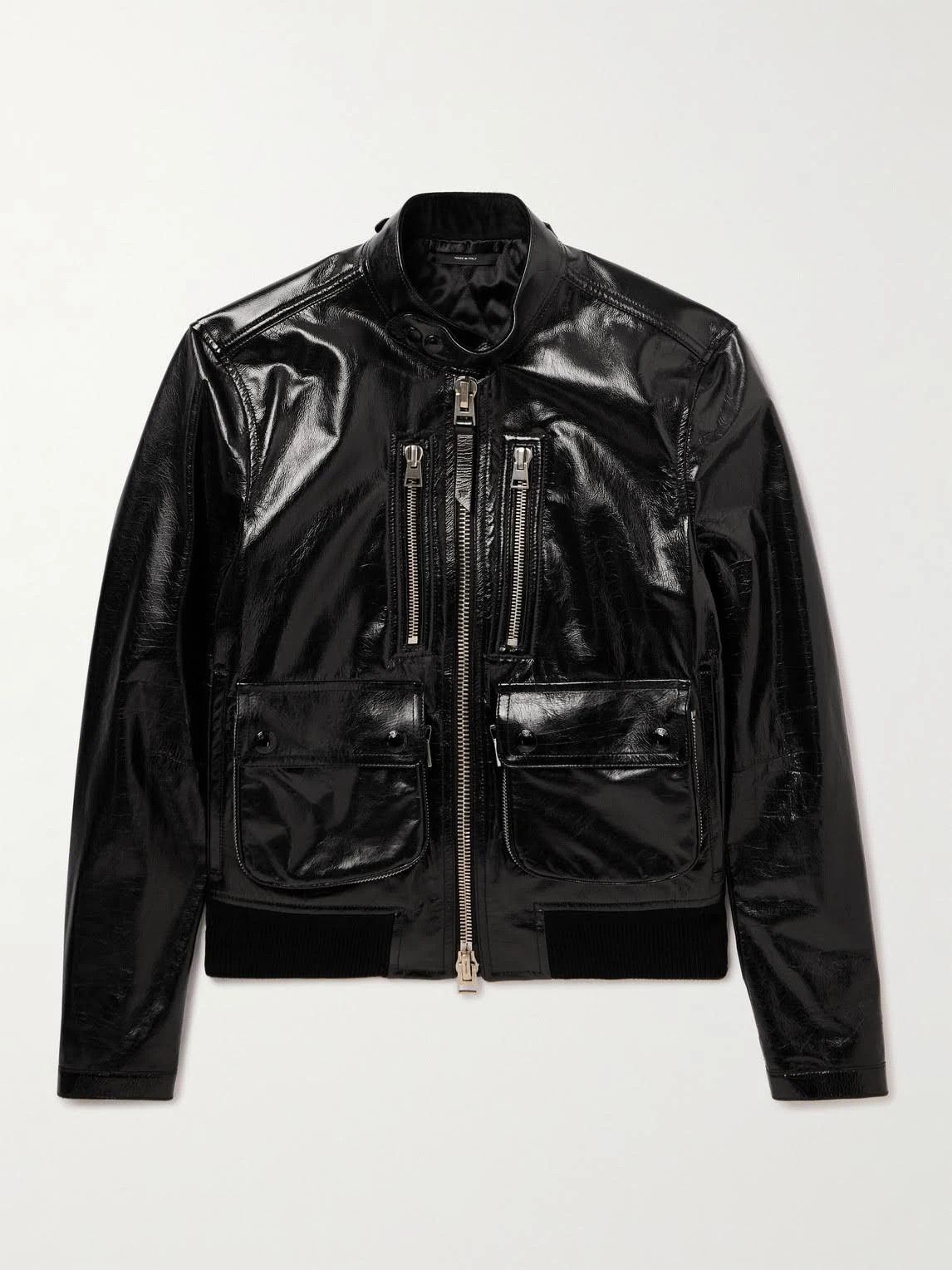Tom Ford o1w1db10624 Patent Leather Blouson Jacket in Black TOP DRWR