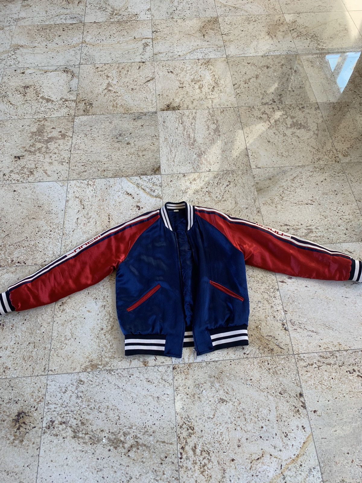 Gucci Logo Trim Acetate Bomber Jacket TOP DRWR