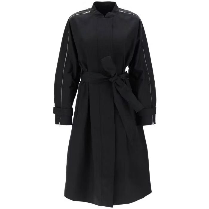 Salvatore Ferragamo o1s22i1n0524 Poplin Trench Coat in Black TOP DRWR