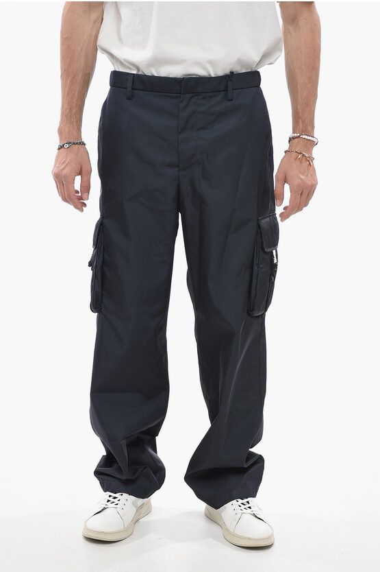 Prada og1mm0524 Nylon Cargo Pants in Blue TOP DRWR