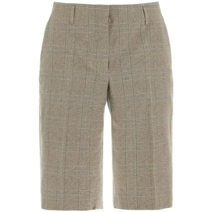 Dries Van Noten o1s22i1n0524 Plaid Cotton Blend Shorts in Green 