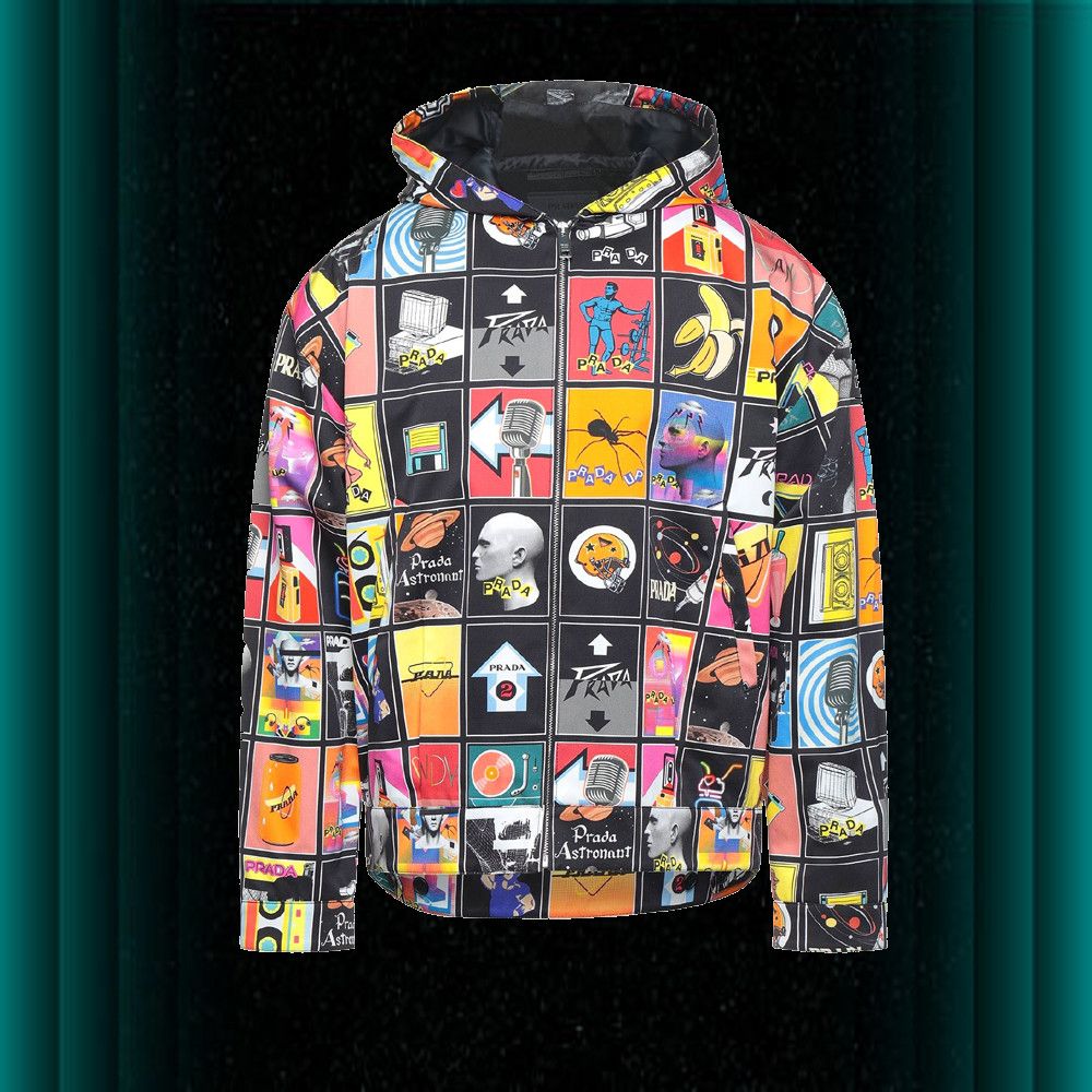 Prada printed hoodie hotsell