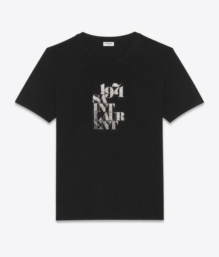 Saint Laurent Paris 1971 Logo Tee in Black TOP DRWR