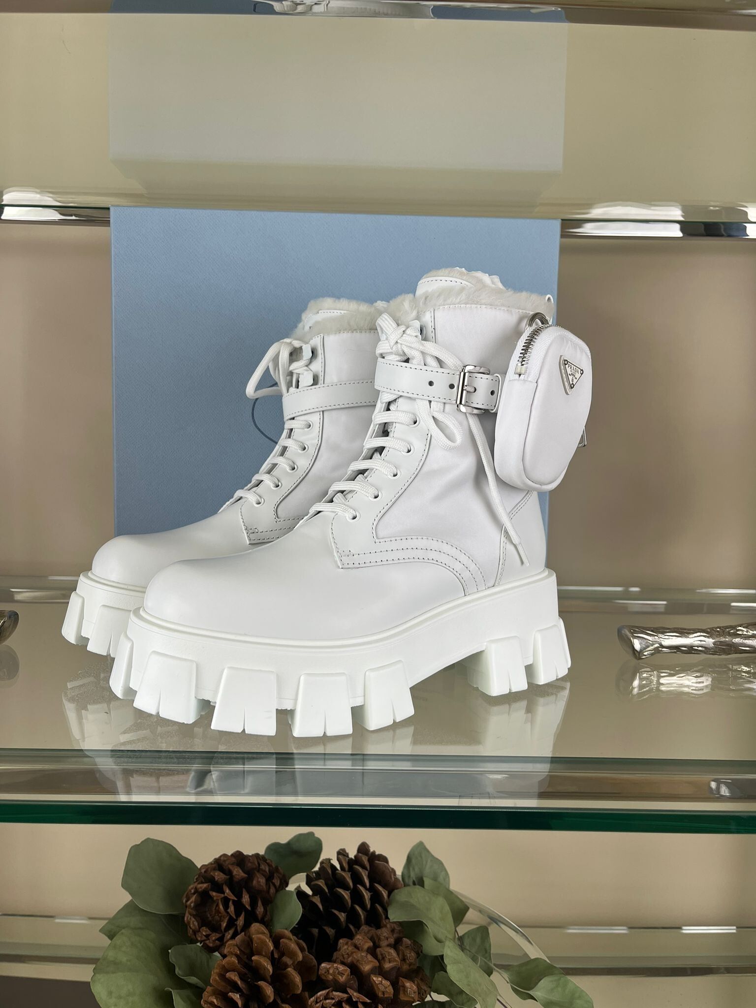 Prada white boots best sale