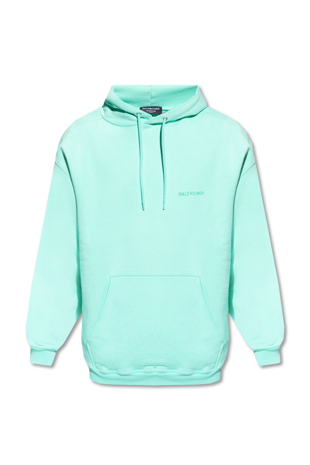 Balenciaga oc11z10624 Logo Medium Fit Hoodie in Light Blue TOP DRWR