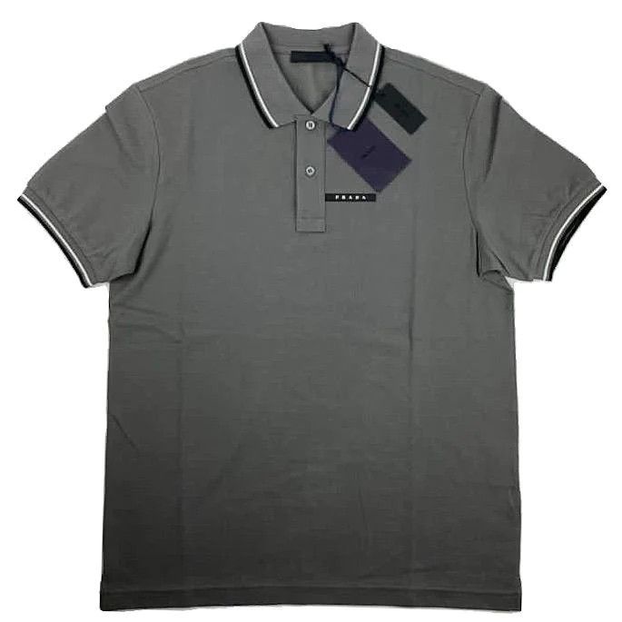 Prada o1w1db11123 Logo Polo T Shirts in Dark Grey TOP DRWR