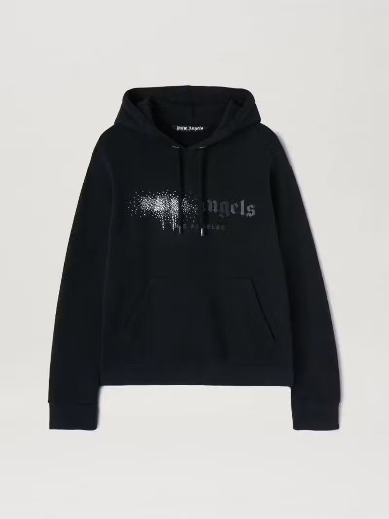 Palm Angels Rhinestone Sprayed Hoodie in Black TOP DRWR