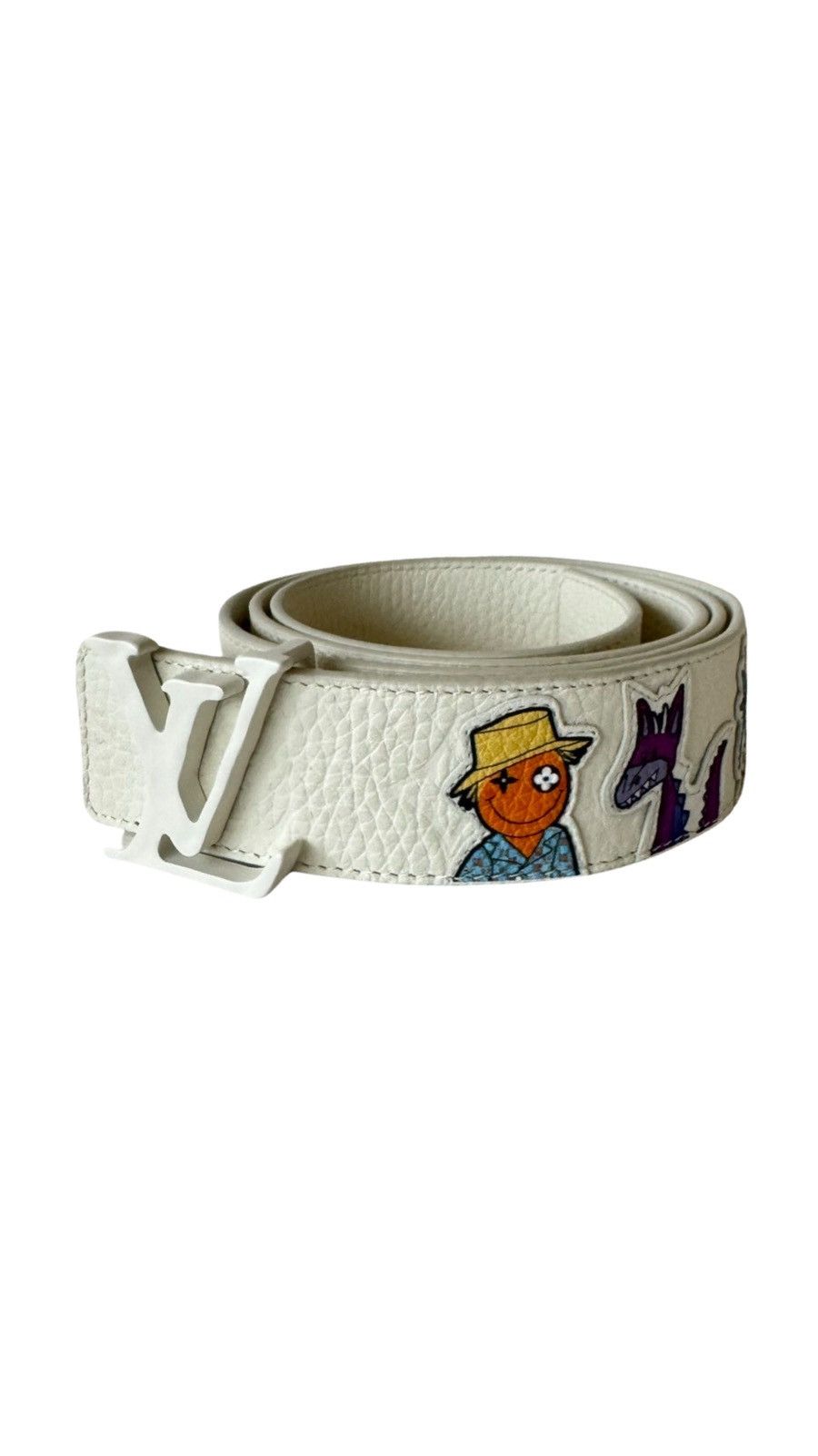 Lv belt white and gold best sale