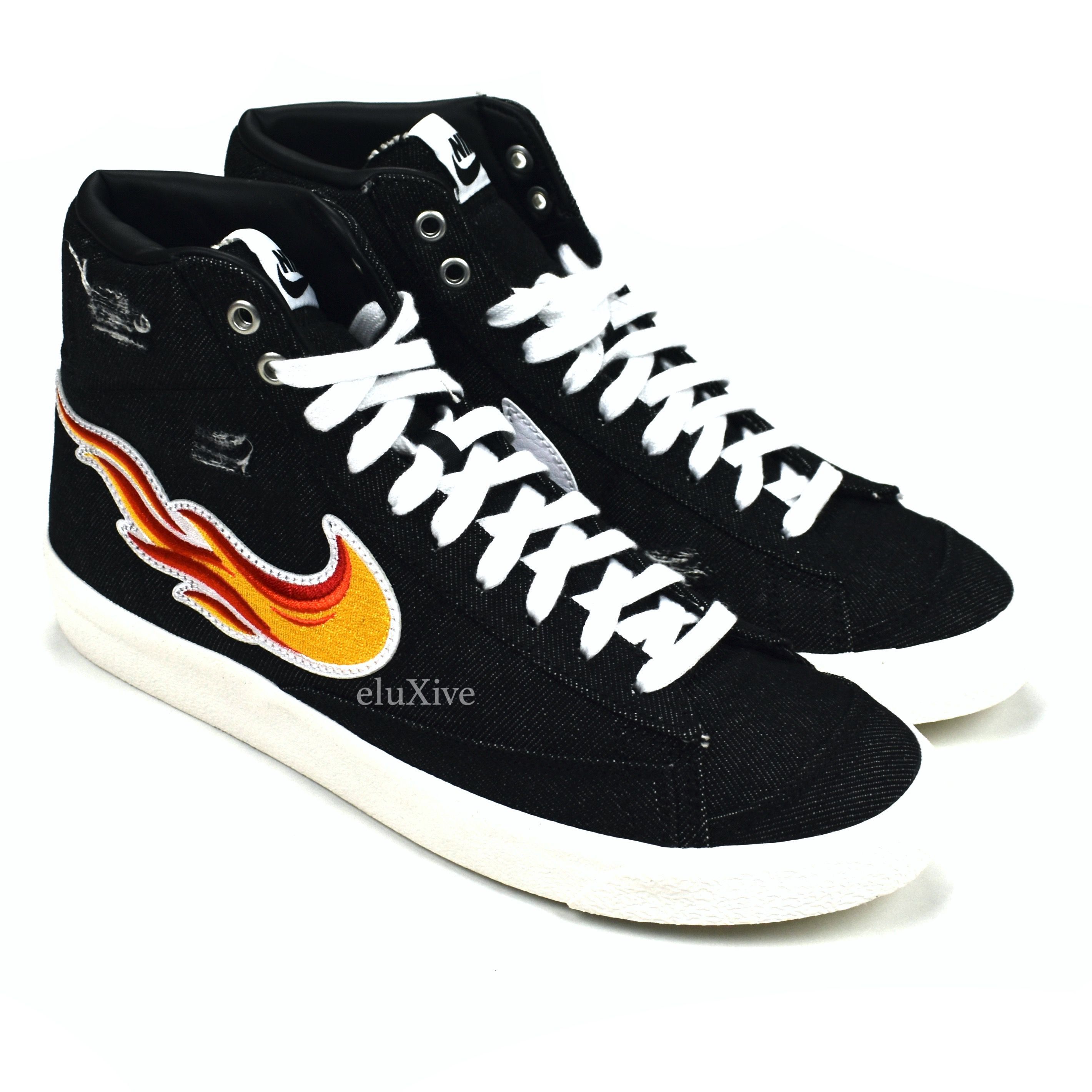 Nike Blazer Mid 77 VNTG Black Denim Flame Cleveland Rocks TOP DRWR