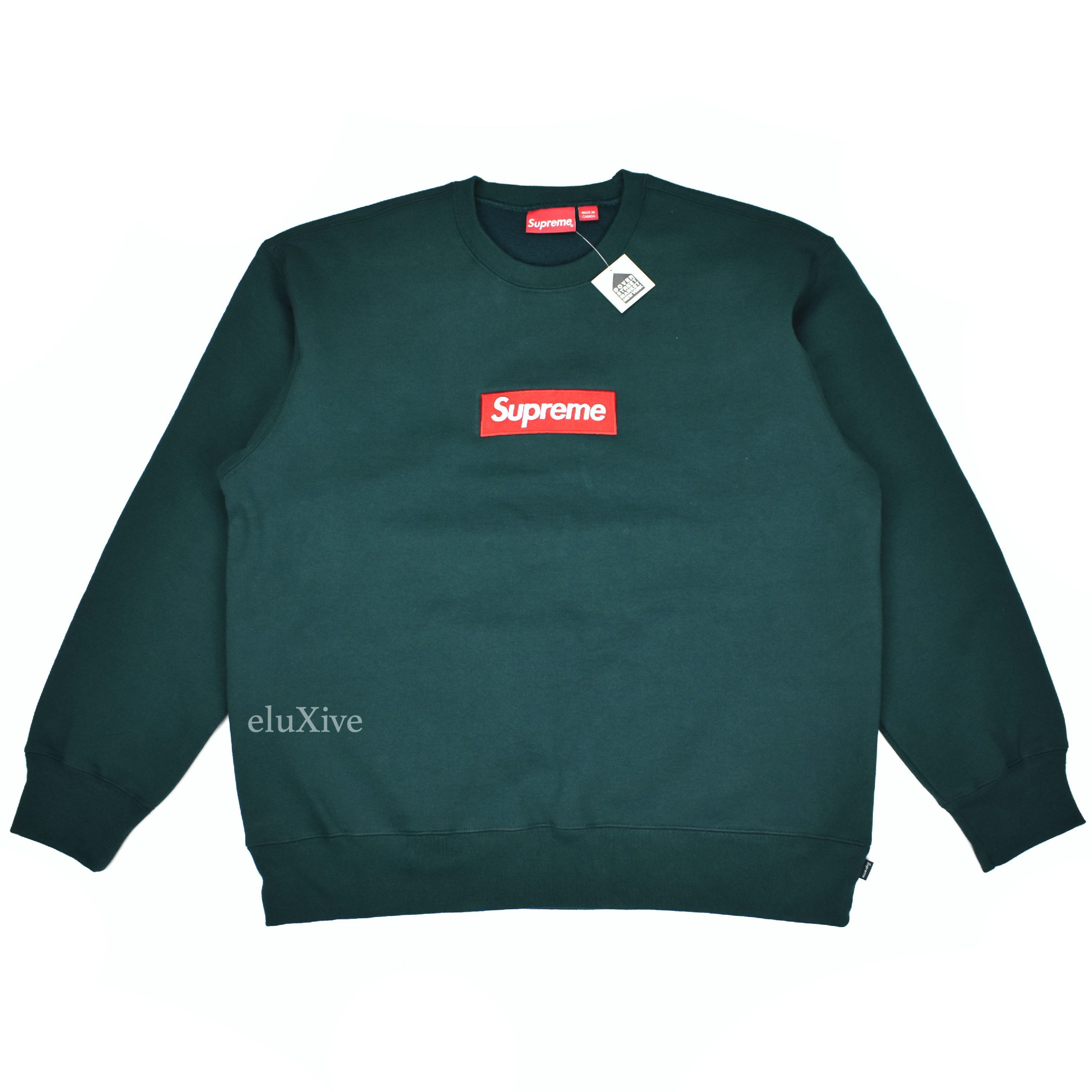 Supreme Dark Pine Green Red Box Logo Crewneck Sweatshirt DS TOP DRWR