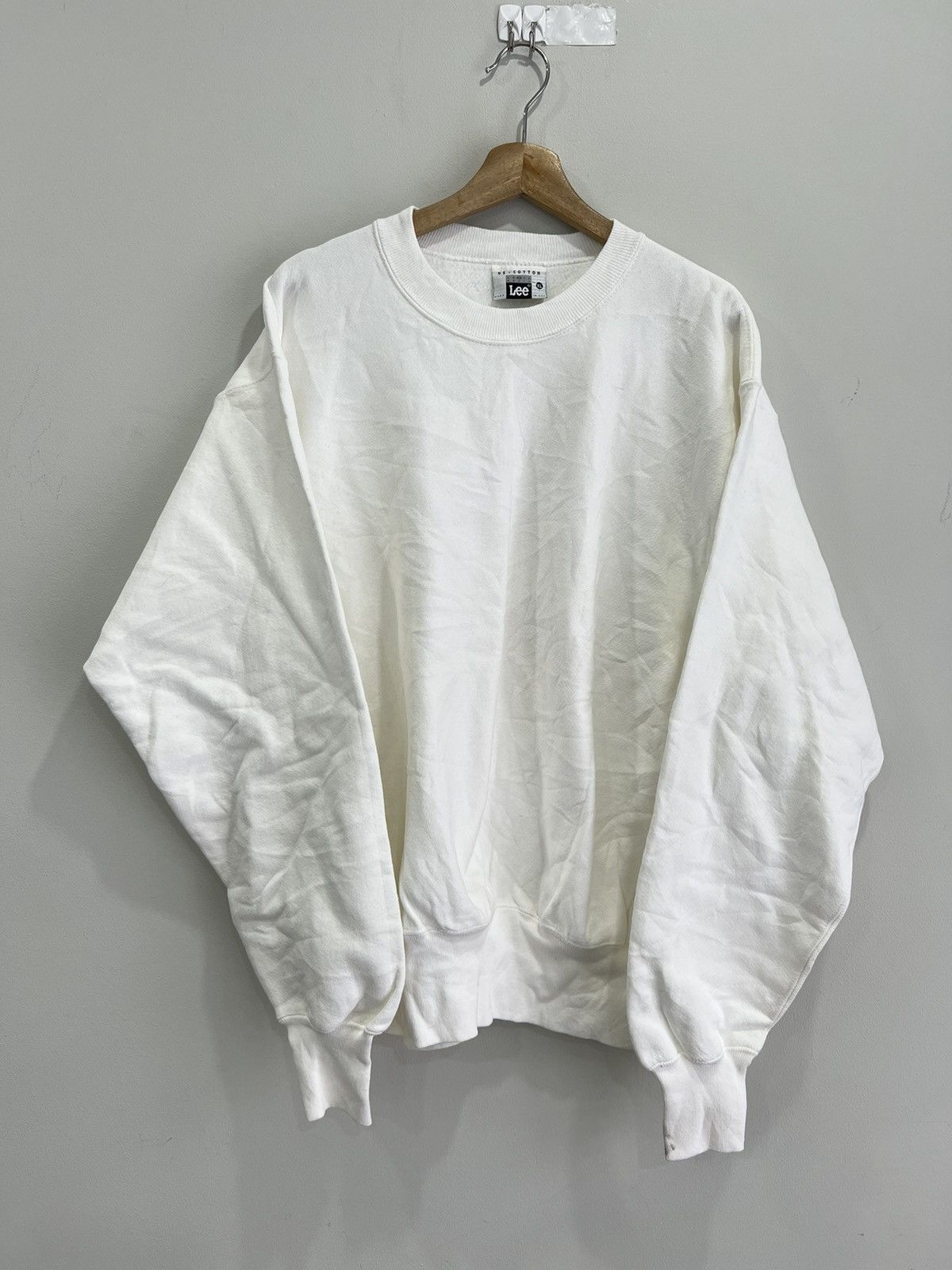 Vintage 90s Blank white sweater crewneck sweatshirt TOP DRWR
