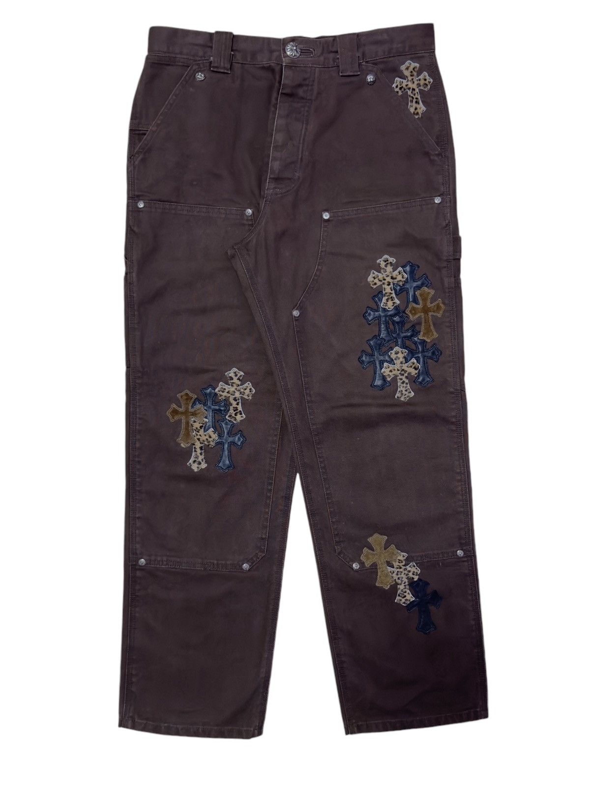 1/1 Chrome Hearts Flooded Cross Patch Brown Carpenter Pants | TOP DRWR