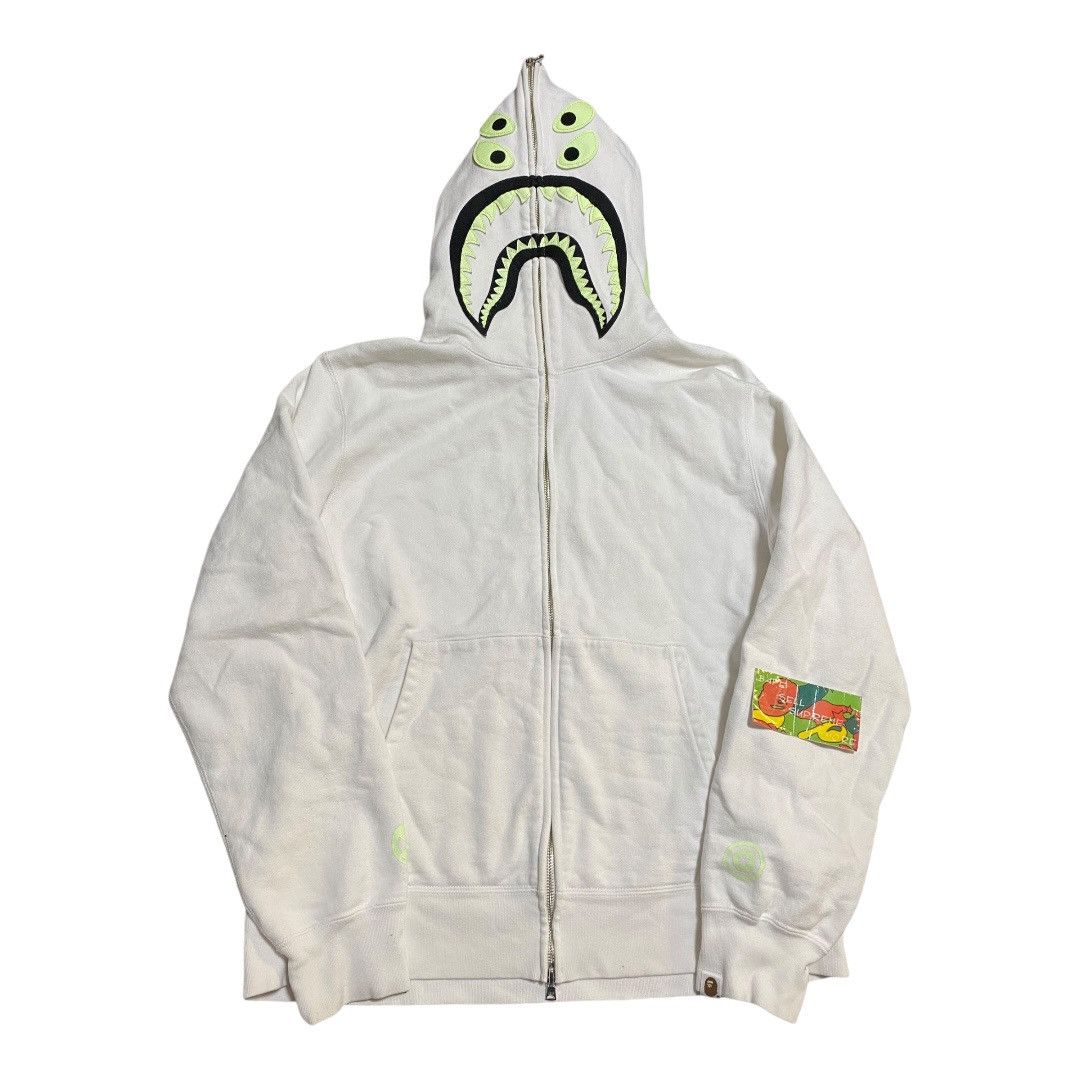 BAPE Bounty hunter shark full zip up white TOP DRWR