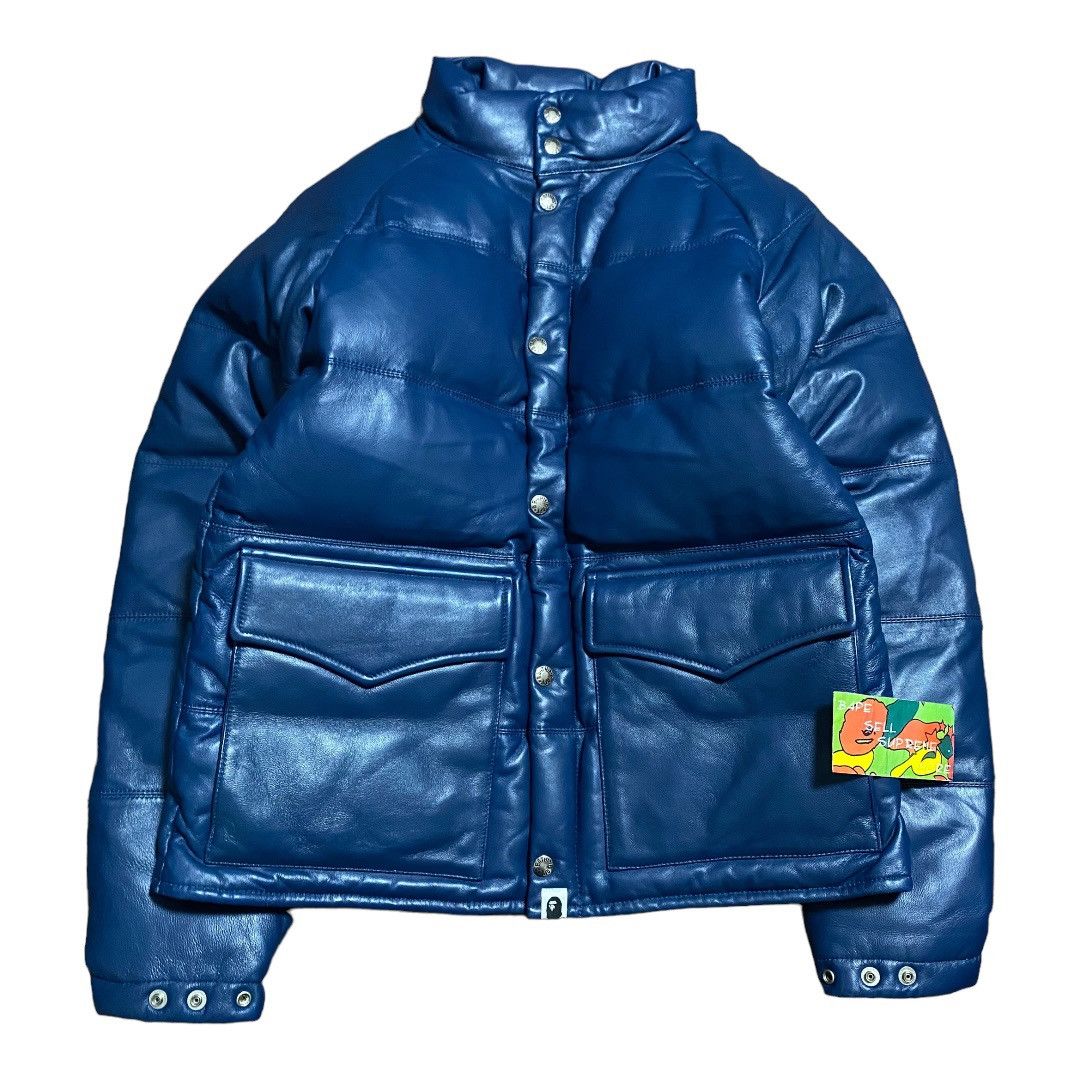 BAPE Aoyama Limited Sheep Leather Down Puffer Jacket Blue TOP DRWR