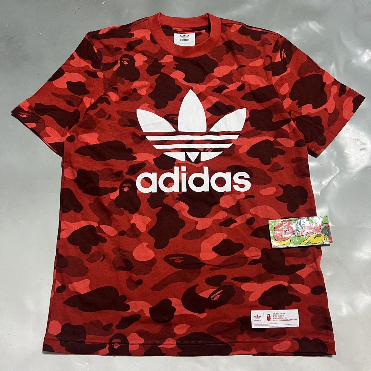 BAPE adidas T shirts Red camo TOP DRWR