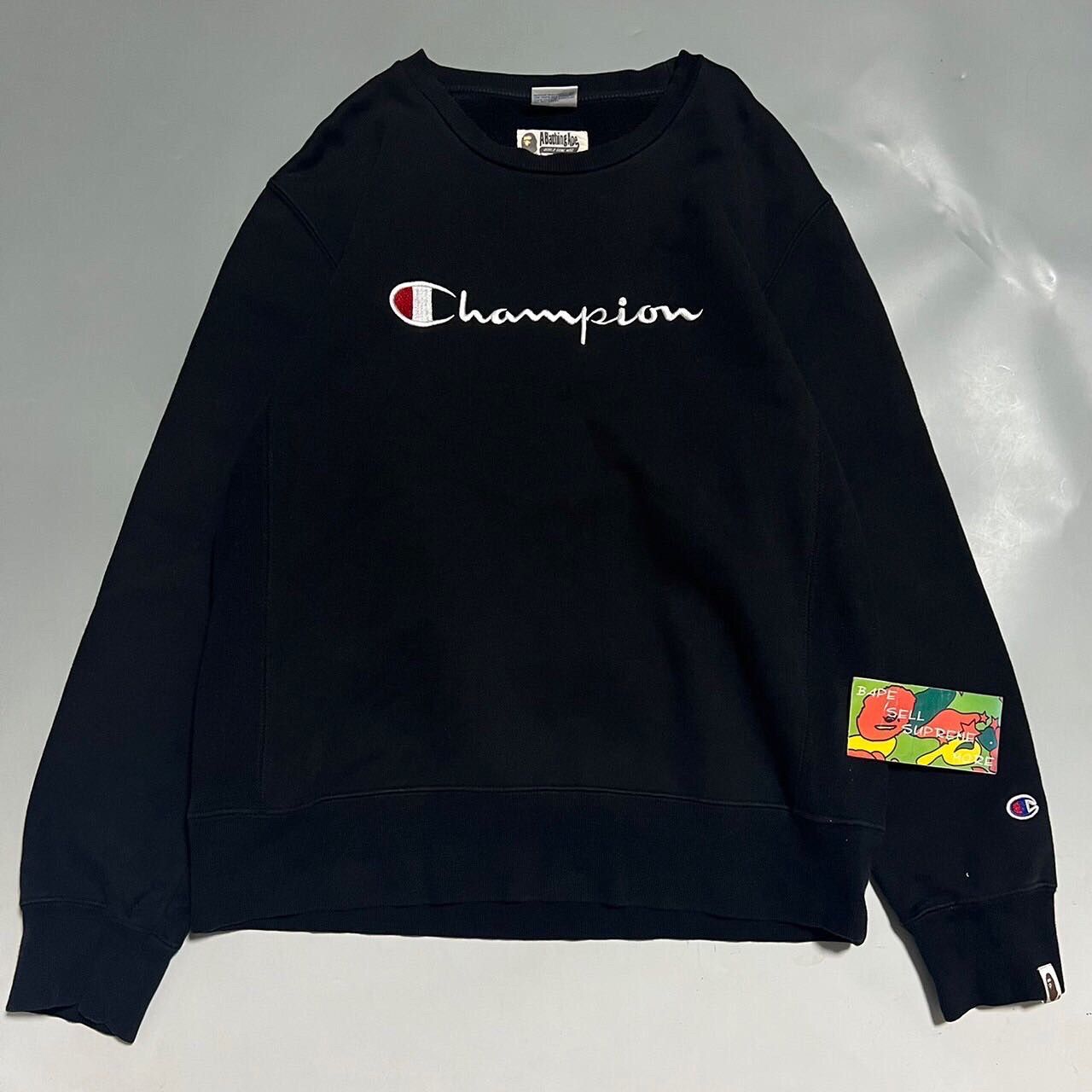 BAPE champion crewneck black TOP DRWR