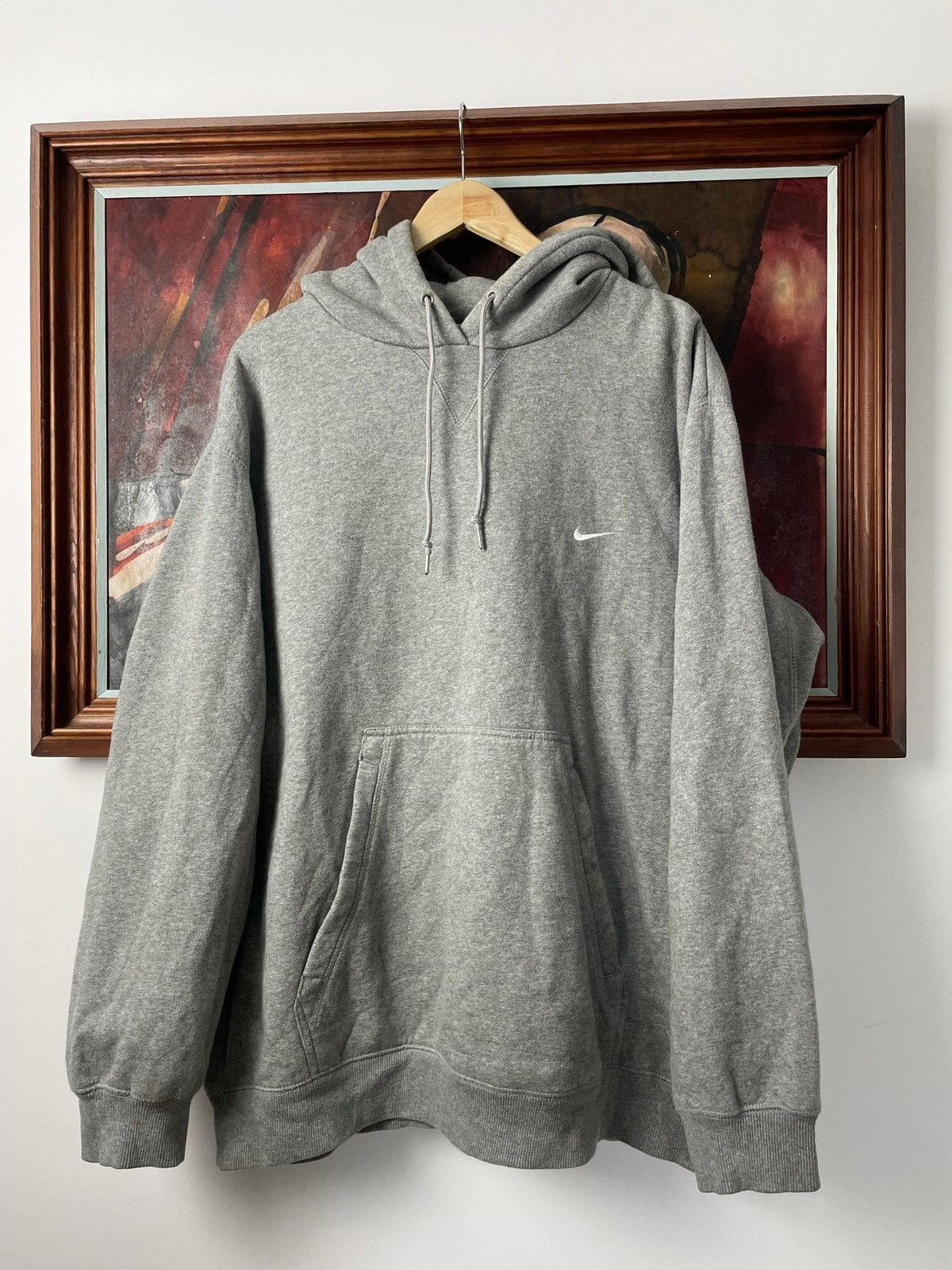 Nike Mini Swoosh Classic Grey Hoodie Sweatshirt Vintage Y2k TOP DRWR