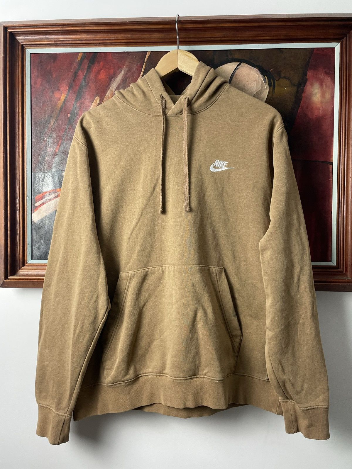 Vintage Nike Brown Mini Swoosh Hoodie Rare Streetwear Y2k Vibe Vtg TOP DRWR