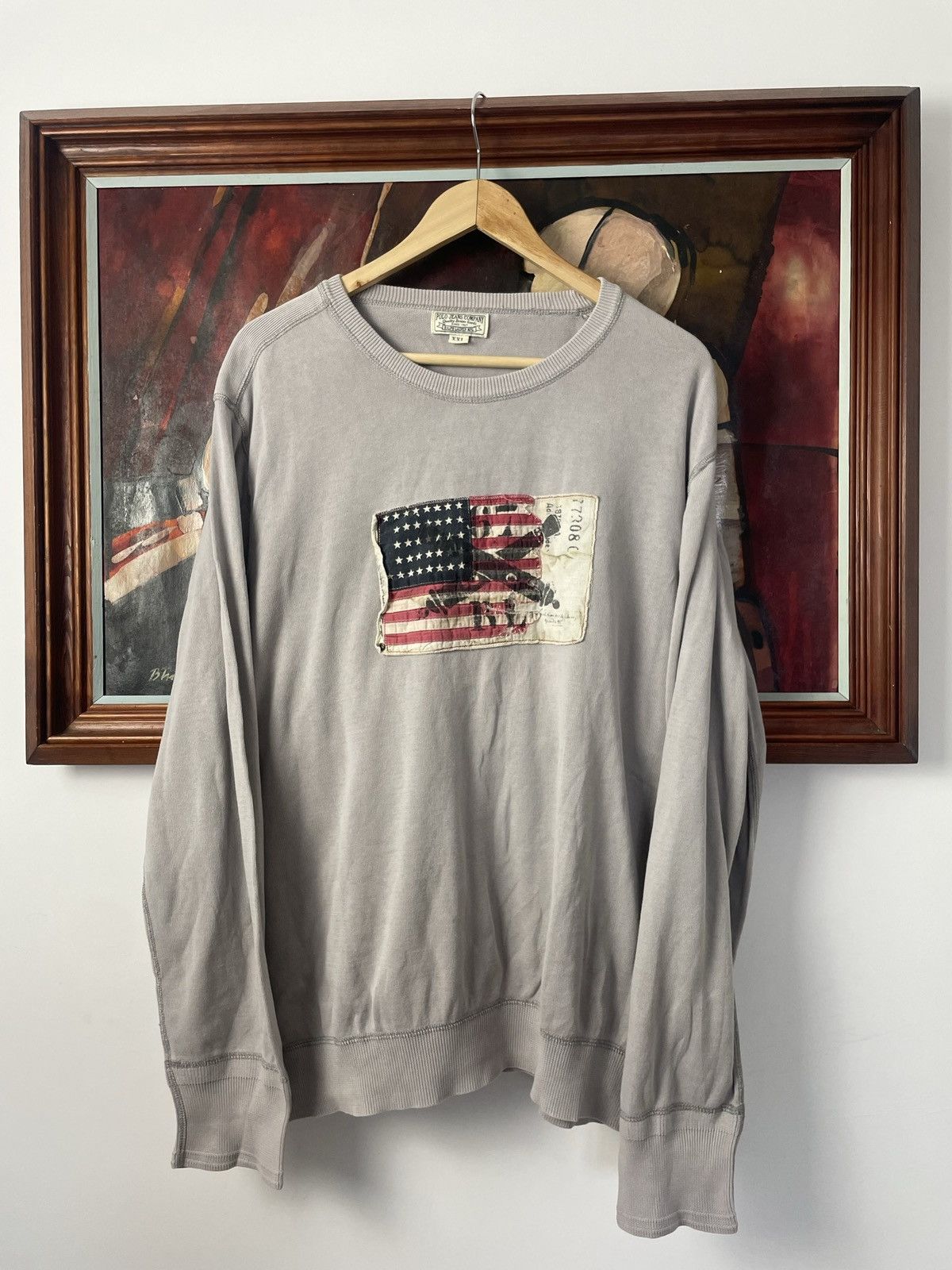 Vintage Polo Jeans Company Ralph Lauren Flag Sweater Knit USA Hype TOP DRWR