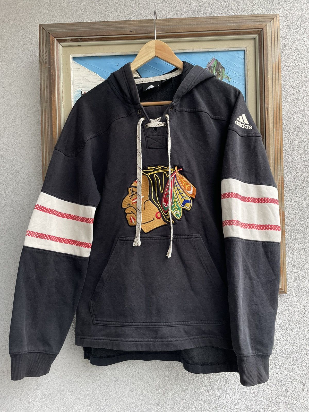 Adidas Jersey NHL Adidas Chicago Blackhawks Hockey NHL Jersey Hoodie Hype Rare TOP DRWR