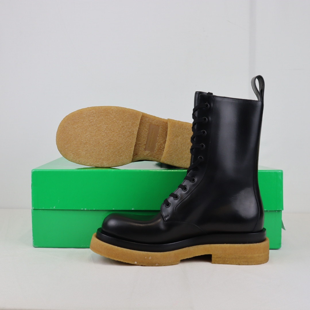 Bottega Veneta o1rshd1 Military Calfskin Leather Lug Boot in Black TOP DRWR
